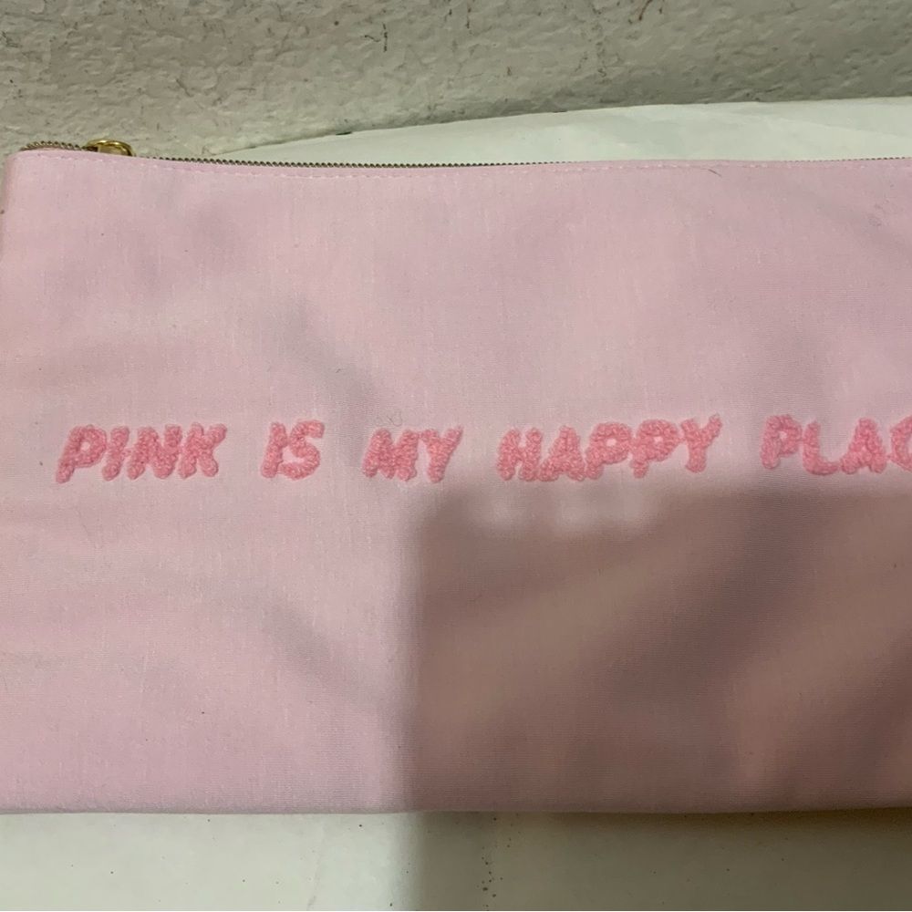 Benefit "Pink Is My Happy Place" Branded Flat Makeup Skincare Travel Bag